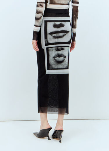Jean Paul Gaultier Eyes and Lips Mesh Midi Skirt Black jpg0258008
