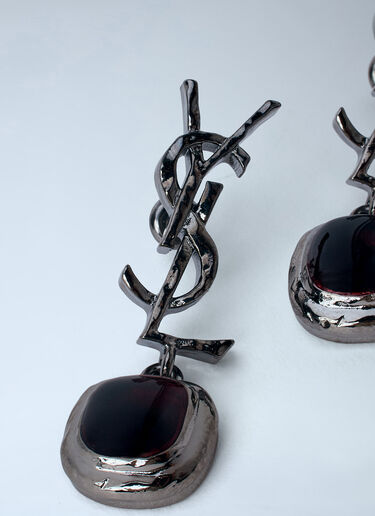 LN-CC® - Saint Laurent: Mini Cabochon Earrings - Silver Saint Laurent Mini Cabochon Earrings Silver sla0264019