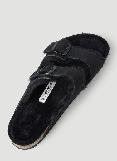 Birkenstock Arizona Shearling Two Strap Sandals Black brk0349009