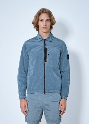 Stone Island Zip-Up Jacket with Chest Pocket Light Blue sto0165040