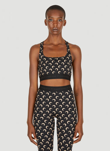 Marine Serre All Over Moon Cropped Top Black mrs0252029