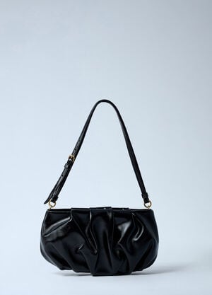 Dries Van Noten Pleated Leather Shoulder Bag Black dvn0262034