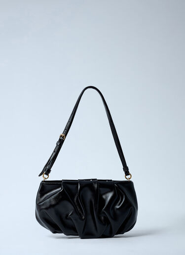 Pleated Leather Shoulder Bag Dries Van Noten Pleated Leather Shoulder Bag Black dvn0262034