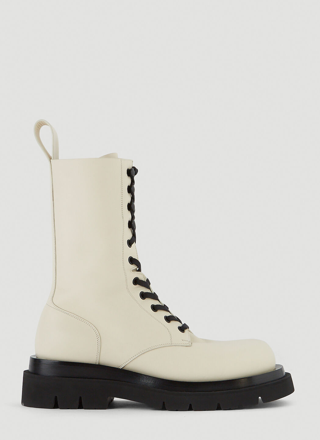 Bottega Veneta Lug Lace Up Boots in Cream LN CC