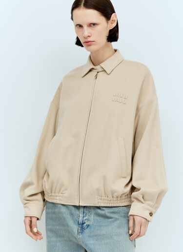 Miu Miu Velour Blouson Jacket Beige miu0256078