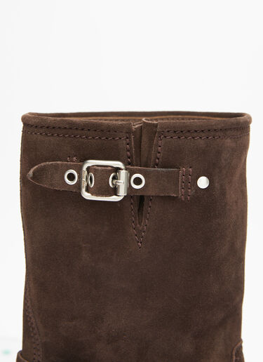 Miu Miu Motorcycle Suede Boots Brown miu0254038