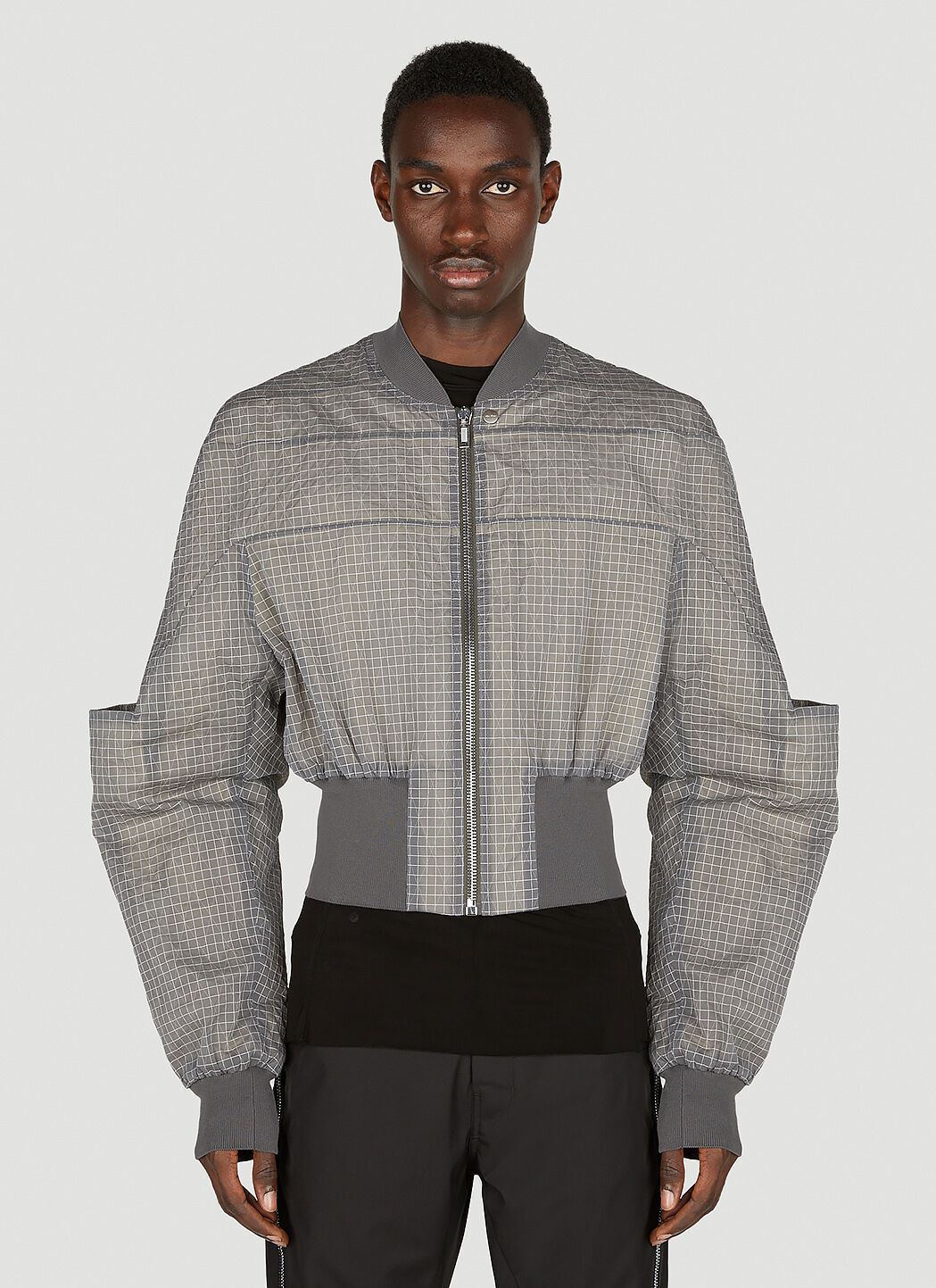 Rick Owens Girdered Bomber Jacket Male Grey | ModeSens