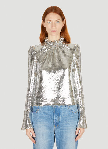 Rabanne Sequin Embellished Top Silver pac0251010