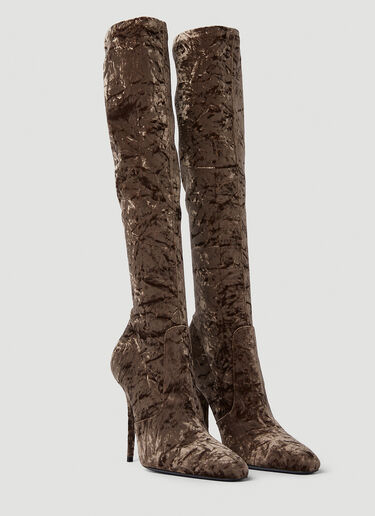 Saint Laurent Talia Velvet Boots Brown sla0249090