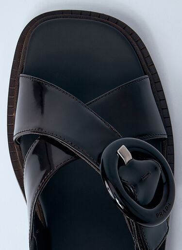 Prada Brushed Leather Sandals Brown pra0260062