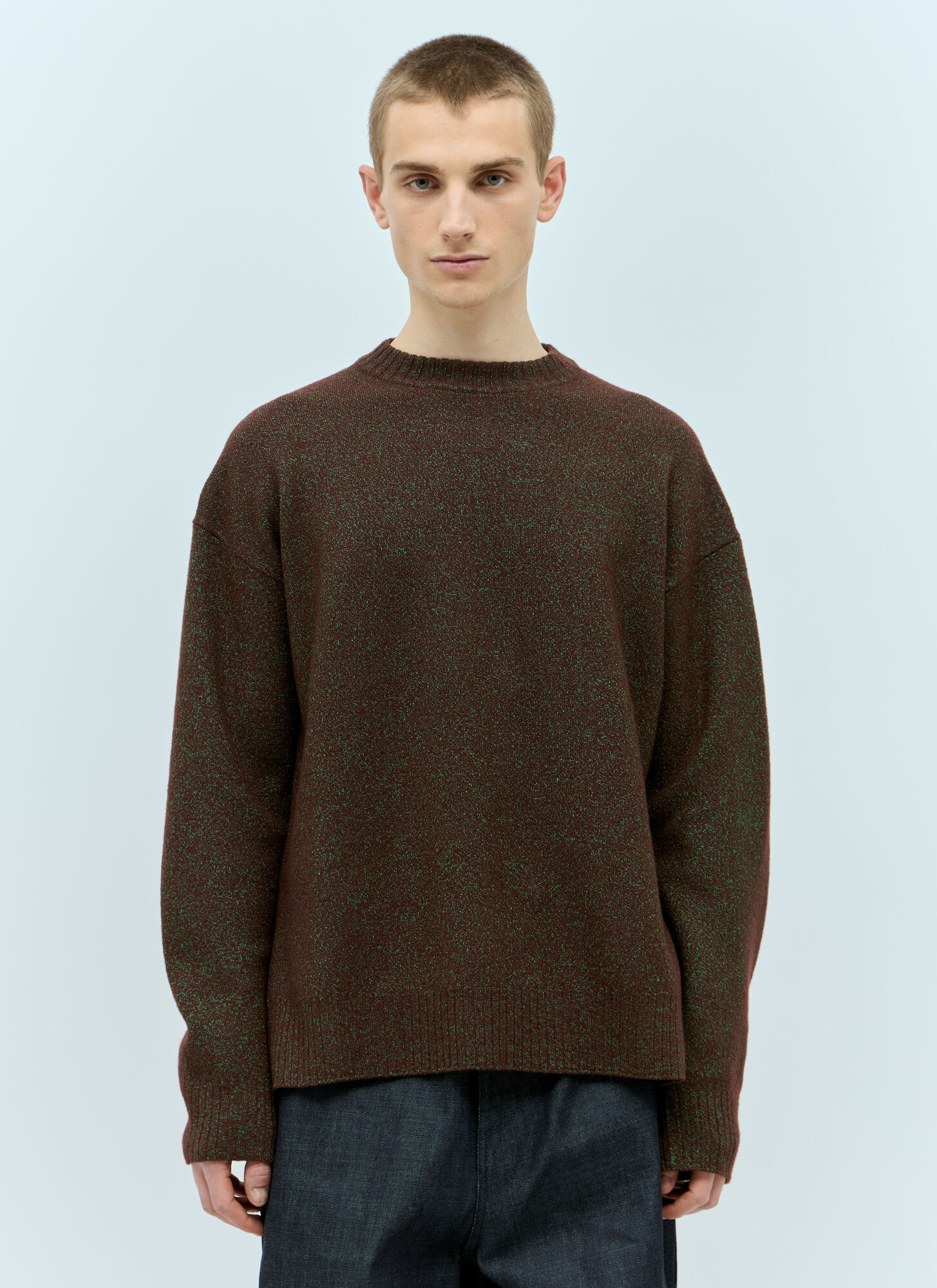 Shop Jil Sander Oversized Wool-blend Sweater In Brown