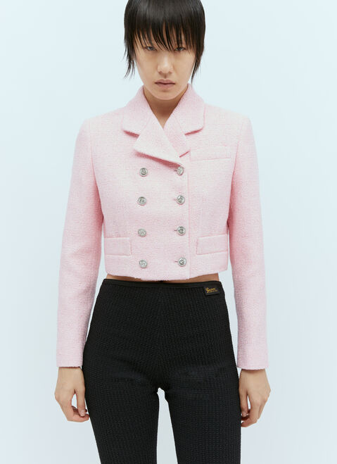 Gucci Sequin Bouclé Cropped Blazer Pink guc0255012