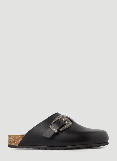 Saint Laurent Western Buckle Mules Black sla0147029