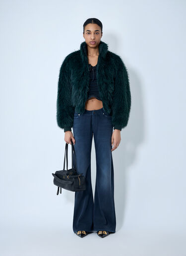 Balenciaga Faux Fur Bomber Jacket Green bal0263009