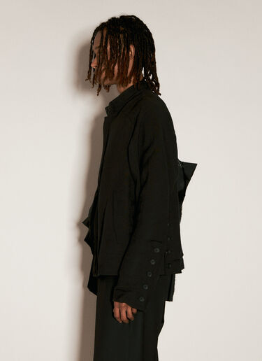 Yohji Yamamoto プリーツオーバーレイジャケット ブラック yoy0156005