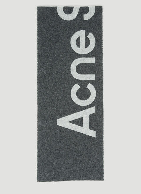 Acne Studios Logo Jacquard Wool Scarf Grey acn0153018