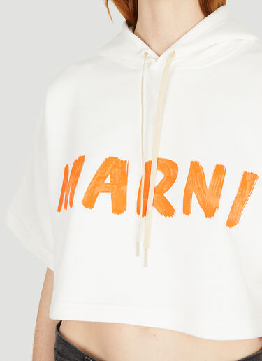 Marni 로고 프린트 크롭트 스웨트셔츠 화이트 mni0251009