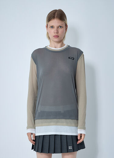 Miu Miu Set Of Three Logo Motif T-Shirts White miu0261005