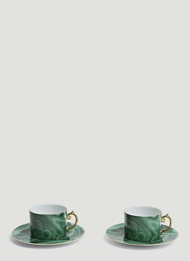 L'Objet Malachite Teacup and Saucer Set Green wps0642299