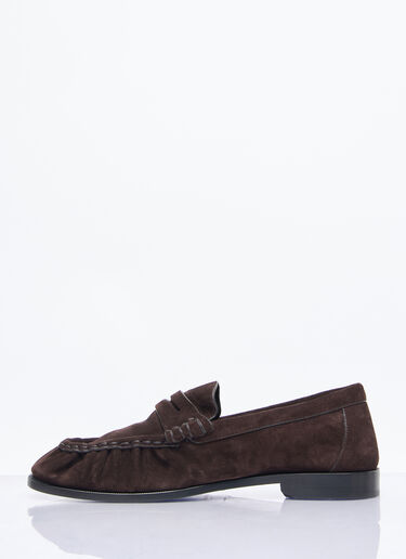 Saint Laurent Le Loafer Suede Penny Slippers Brown sla0257047