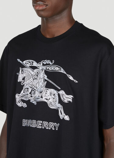 Burberry EKD 자수 코튼 티셔츠 블랙 bur0153027