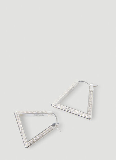 Bottega Veneta Embellished Triangle Hoop Earrings Silver bov0247104