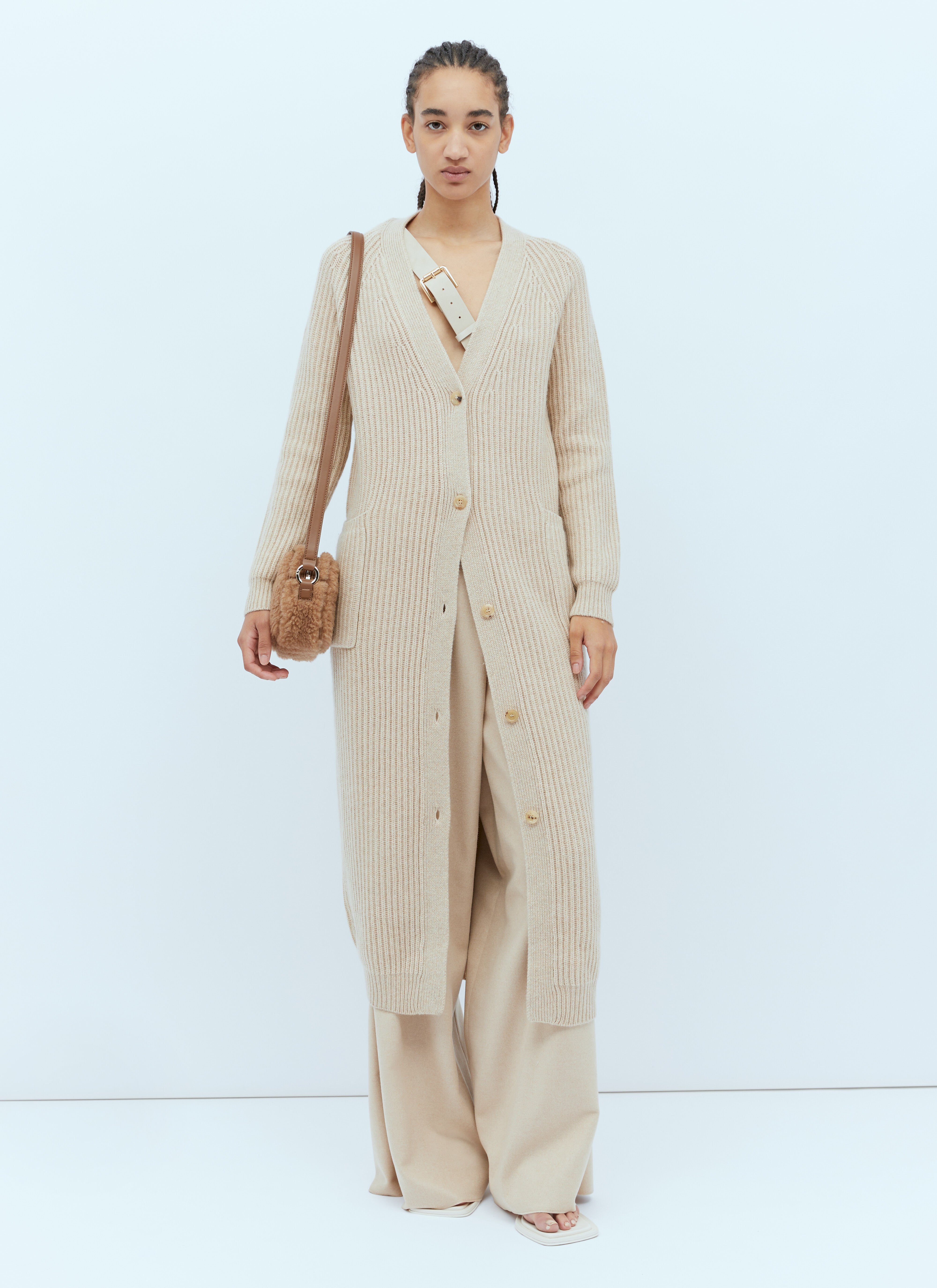 Max Mara ウールカシミア ベルトカーディガン ピンク max0254055