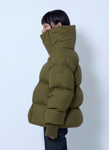 LN-CC® - GANNI: Future Nylon Quilt Puffer Jacket - Olive GANNI Future Nylon Quilt Puffer Jacket Olive gan0266013
