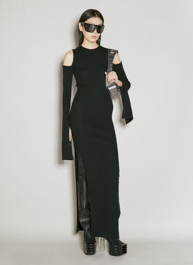 Rick Owens Cape Sleeve Maxi Dress Black ric0255019