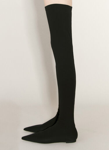 Dolce & Gabbana Tigh-High Jersey Boots Black dol0256004