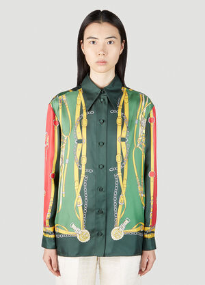 Gucci Harness and Double G Shirt Green guc0251289