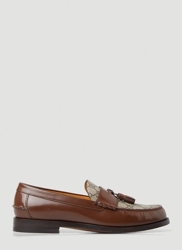 Gucci Tassel Trim GG Loafers Brown guc0147096