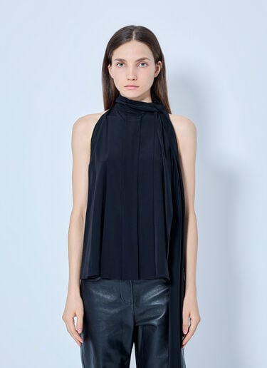 LN-CC® - Max Mara: Pleated Halter Top - Black Max Mara Pleated Halter Top Black max0265013