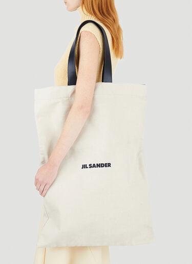 Jil Sander Logo Shopper Tote Bag White jil0245041