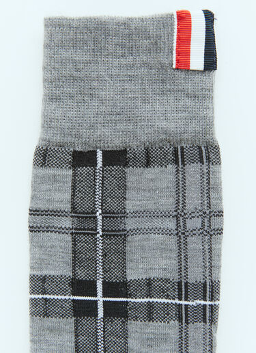 Tartan Jacquard Mid Calf Socks Thom Browne Tartan Jacquard Mid Calf Socks Grey thb0154010