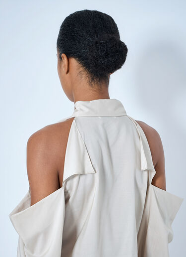 Acne Studios Bow-Tie Open-Shoulder Blouse Beige acn0265015