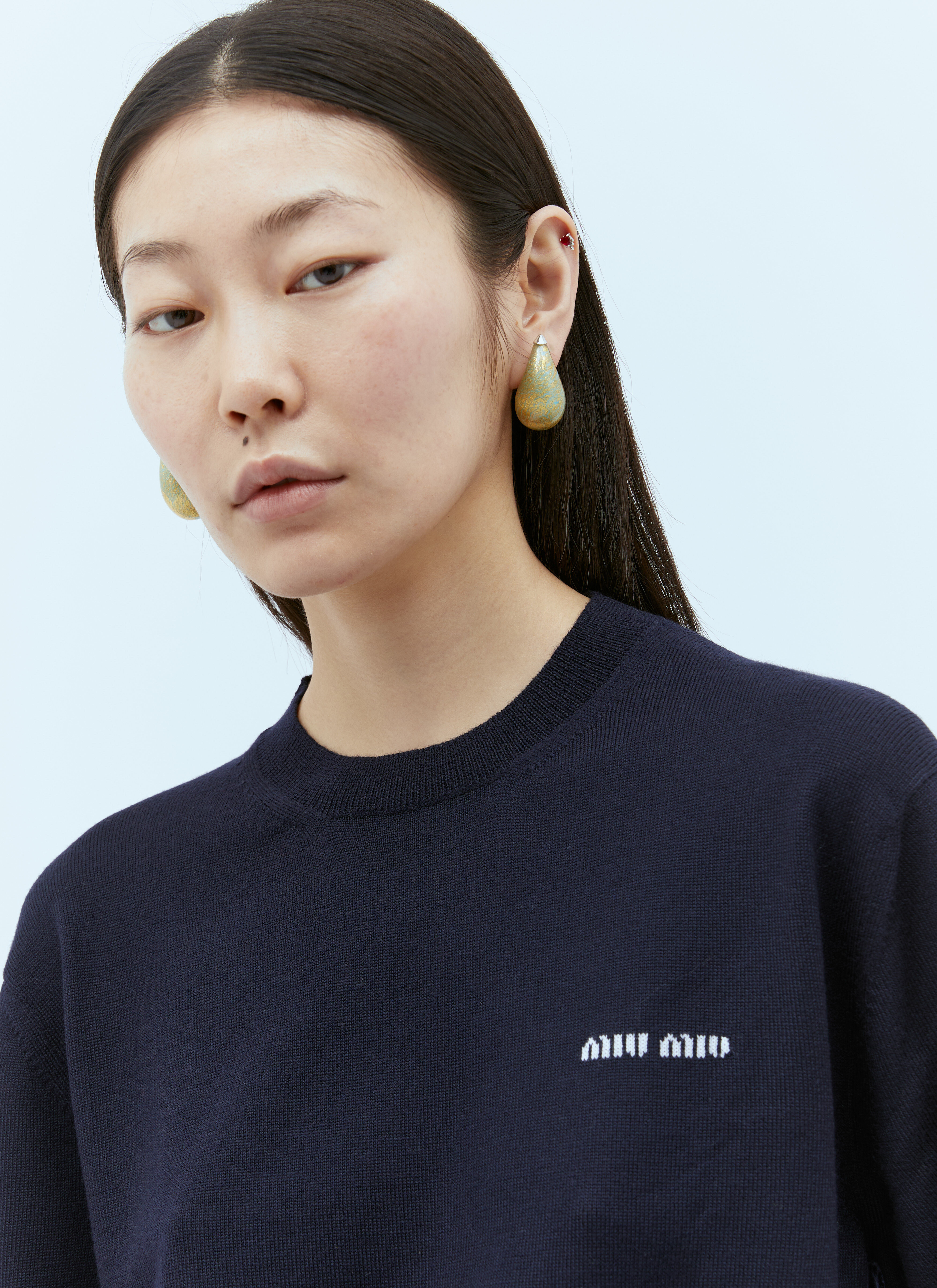 Miu Miu Women s Wool Crewneck Sweater in Navy LN CC