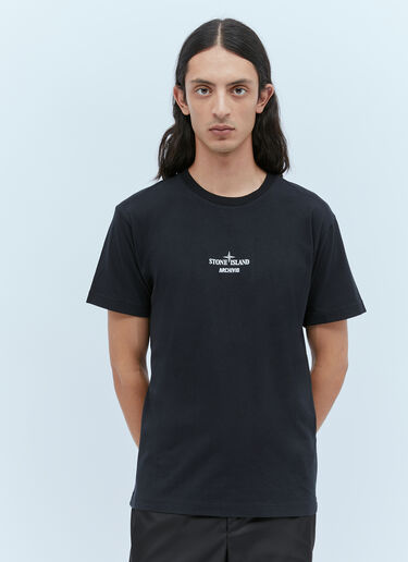 Stone Island Logo Print T-Shirt Black sto0154072