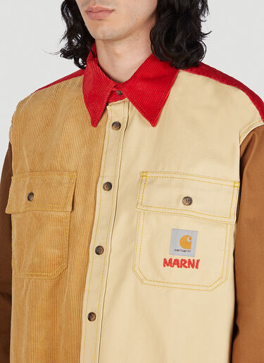 Marni x Carhartt カラーブロックシャツ ブラウン mca0150009