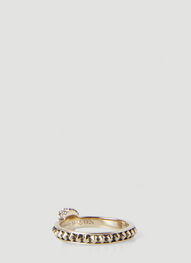 Alexander McQueen Pave Skull Ring Pale Gold amq0248043