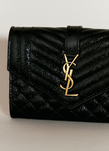 Saint Laurent Envelope Small Matelassé Wallet Black sla0255096