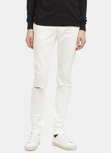 Saint Laurent Slit Knee Skinny Jeans White sla0128014