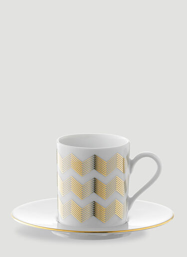 LSA International Set of Four Chevron Coffee Cup and Saucer Gold wps0644404