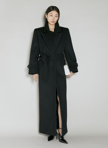 Saint Laurent 울 더블 브레스티드 롱 코트  블랙 sla0253175