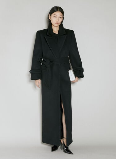 울 더블 브레스티드 롱 코트 Saint Laurent 울 더블 브레스티드 롱 코트 블랙 sla0253175