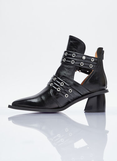 GANNI Chunky Buckle Open Cut Boots Black gan0254028
