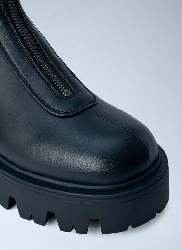 LN-CC® - Prada: Leather Zipper Booties - Black Prada Leather Zipper Booties Black pra0266013