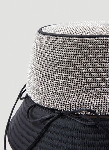 KARA Crystal Mesh Bow Bucket Hat Black kar0247019