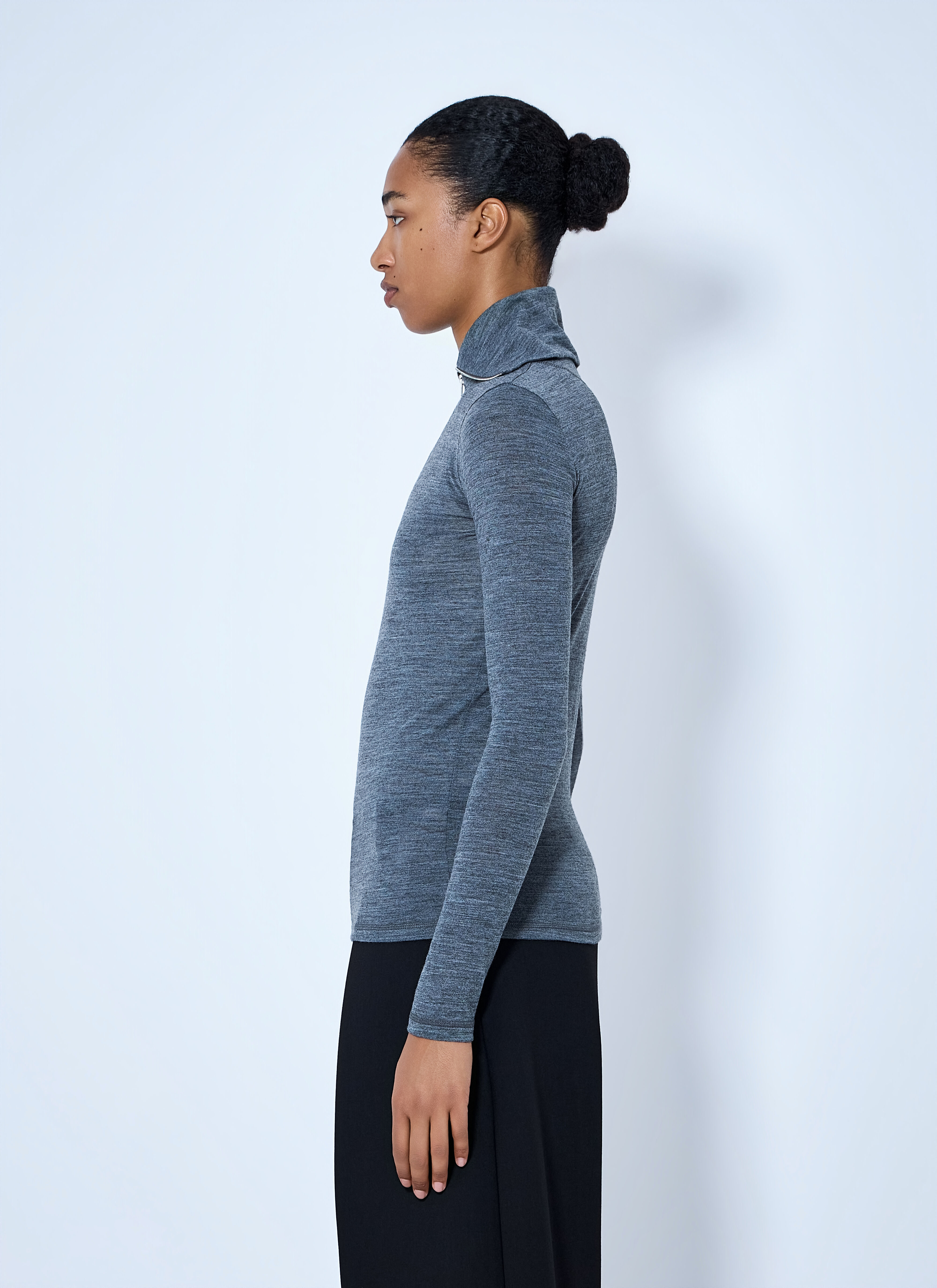 Jil Sander Women's' Quarter-Zip Long Sleeve Top in Grey | LN-CC®