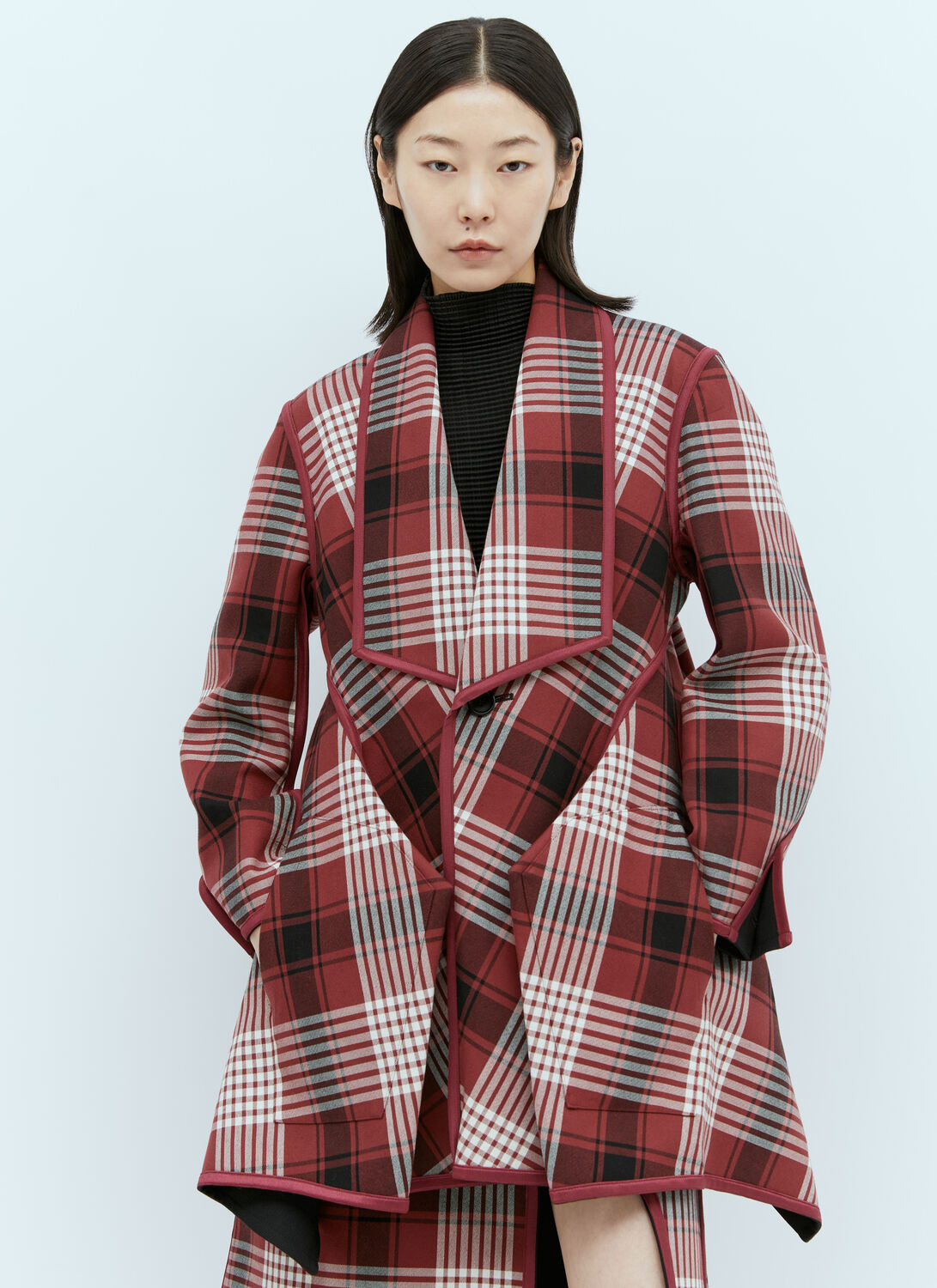 Shop Issey Miyake Counterpoint Check Jacket In Red